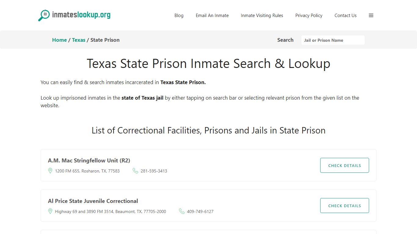 Texas State Prison Inmate Search & Lookup